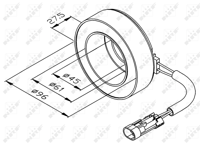 Käämi, magneettikytkin (kompressori) (Takana)  art. 38470